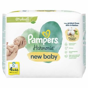 PAMPERS Harmonie New Baby Plastic Free Vlhčené ubrousky 4 x 46 ks obraz