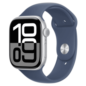 APPLE Watch Series 10 GPS + Cellular 42mm Silver Aluminium Case with Denim Sport Band - M/L obraz