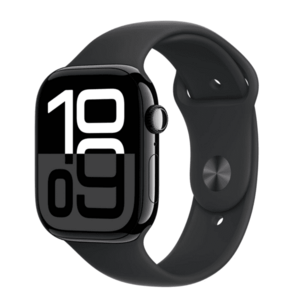 APPLE Watch Series 10 GPS + Cellular 42mm Jet Black Aluminium Case with Black Sport Band - M/L obraz