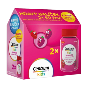 CENTRUM Kids Gummies, Malina a jahoda želé, Dárkové balení 2 x 60 tablet obraz