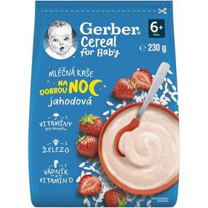 GERBER Cereal mléčná kaše jahodová Dobrou noc 230 g obraz