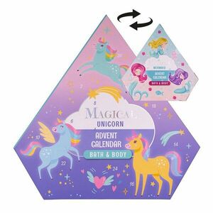 ACCENTRA Adventní kalendář Magical unicorn and mermaid v krabičce ve tvaru diamantu (oboustranný), 24ks překvapení obraz