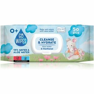 GoWipes Cleanse & Hydrate dětské jemné vlhčené ubrousky pro citlivou pokožku aloe vera 0+ 50 ks obraz