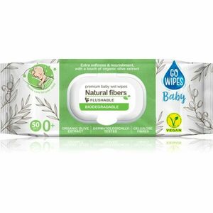 GoWipes Baby Natural Fibers dětské jemné vlhčené ubrousky pro citlivou pokožku 0+ 50 ks obraz