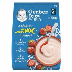 GERBER Cereal mléčná kaše jahodová na dobrou noc 6m+ 230 g obraz