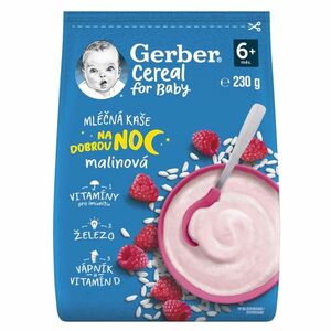 GERBER Cereal mléčná kaše malinová na dobrou noc 6m+ 230 g obraz