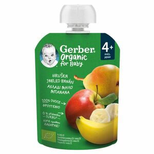 GERBER Kapsička hruška jablko banán BIO 90g 4m+ obraz