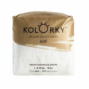 KOLORKY DELUXE VELVET PANTS Jednorázové kalhotkové eko plenky vel. L 8-13 kg 19 ks wild obraz