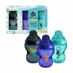 Tommee Tippee Kojenecká Lahev ANTI-COLIC Pomalý průtok Jungle Blues 0m+ 260 ml 3 ks obraz