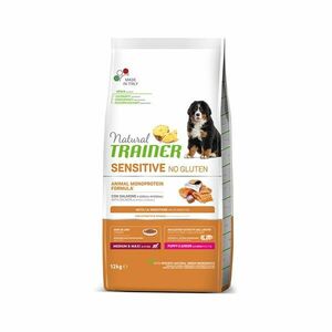 Natural Trainer No gluten puppy&junior medium/maxi losos granule 12 kg obraz