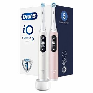 Oral B Elektrický zubní kartáček iO6 Series Duo Pack White/Pink Sand Extra Handle 2 ks obraz