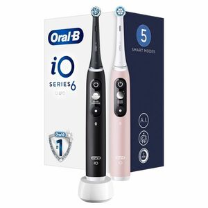 Oral B Elektrický zubní kartáček iO6 Series Duo Pack Black/Pink Sand Extra Handle 2 ks obraz