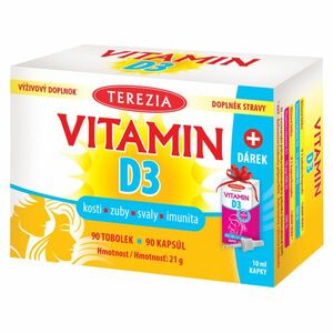 TEREZIA Vitamin D3 1000 IU 90 tobolek + Vitamin D3 kapky 10 ml DÁREK zdarma obraz