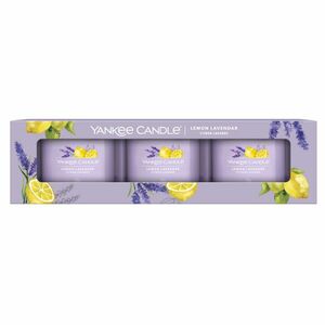 YANKEE CANDLE Lemon Lavender Votiv ve skle sada 3 x 37 g obraz