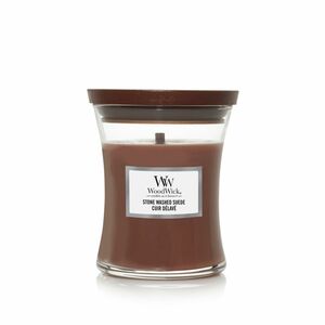 WOODWICK Svíčka střední sklo Stone Washed Suede 275 g obraz