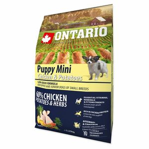 ONTARIO Puppy Mini Chicken & Potatoes granule pro štěňata 1 ks, Hmotnost balení (g): 2, 25 kg obraz