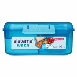 SISTEMA Lunch Krabička 3 komory + 2 tácky + kelímek modrá 1, 25 l obraz