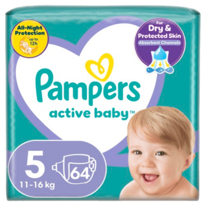 PAMPERS Active Baby plenky vel. 5, 11-16 kg, 64 ks obraz