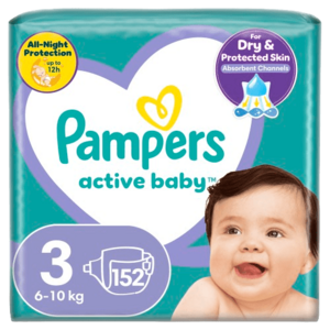 PAMPERS Active Baby plenky vel. 3, 6-10 kg, 152 ks obraz