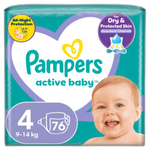 PAMPERS Active Baby plenky vel. 4, 9-14 kg, 76 ks obraz