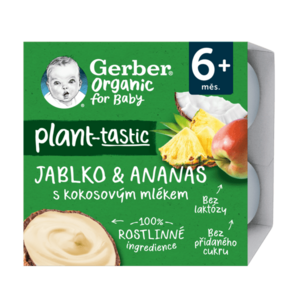 GERBER Organic 100% rostlinný dezert jablko a ananas s kokosovým mlékem kus 4 x 90 g obraz