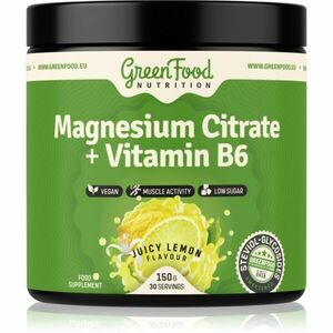 GreenFood Nutrition Magnesium Citrate + Vitamin B6 prášek pro podporu normální činnosti nervové soustavy, svalů, zubů a snížení míry únavy příchuť Jui obraz