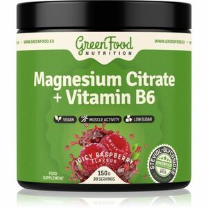 GreenFood Nutrition Magnesium Citrate + Vitamin B6 prášek pro podporu normální činnosti nervové soustavy, svalů, zubů a snížení míry únavy příchuť Jui obraz