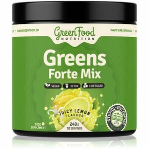 GreenFood Nutrition Greens Forte Mix prášek pro detoxikaci organismu a podporu imunity příchuť Juicy Lemon 240 g obraz