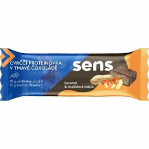 SENS Cvrččí Proteinovka v tmavé čokoládě proteinová tyčinka příchuť Caramel & Peanut Butter 60 g obraz