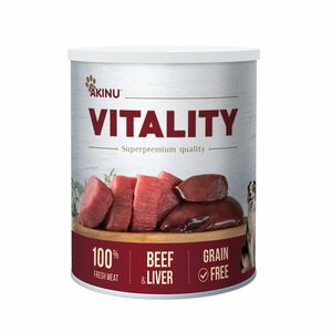 Akinu VITALITY konzerva pro psy hovězí s játry mleté 800 g obraz