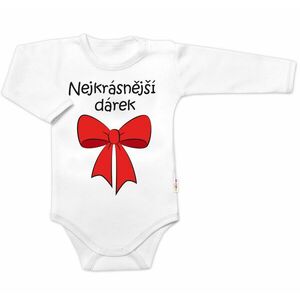 Baby Nellys Body dl. rukáv - Nejkrásnější dárek, bílé, vel.86 obraz