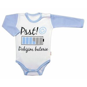 Baby Nellys Body dl. rukáv s vtipným textem, Psst! Dobíjím baterie, vel. 62 obraz