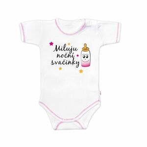 Baby Nellys Body kr. rukáv s vtipným textem, Miluju noční svačinky, vel. 68 obraz