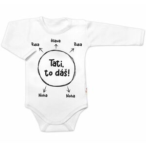 Baby Nellys Body dl. rukáv s vtipným textem, Tati, to dáš! - bílé, vel.74 obraz