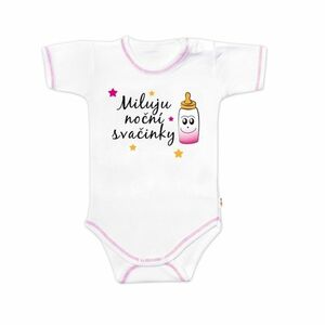 Baby Nellys Body kr. rukáv s vtipným textem, Miluju noční svačinky, vel. 86 obraz