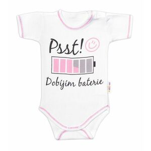 Baby Nellys Body kr. rukáv s vtipným textem, Psst! Dobíjím baterie, vel. 62 obraz