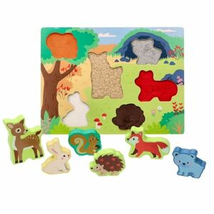 Adam Toys Dřevěné zábavné vkládací puzzle, lesní zvířátka 3D obraz