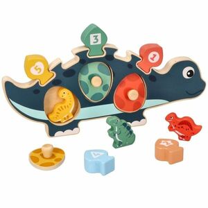 Adam Toys Edukační hračka puzzle s čísly, Dinosaurus maminka - modrý obraz