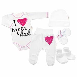 Baby Nellys 5-ti dílná soupravička do porodnice I love mom & dad, holka obraz