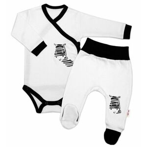 Baby Nellys 2-dílná sada body dl. rukáv + polodupačky, bílá - Zebra vel. 56 obraz