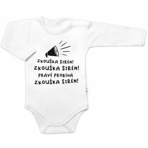 Baby Nellys Body dlouhý rukáv Zkouška sirén, bílé vel. 74 obraz