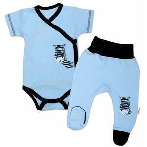 Baby Nellys 2-dílná sada body kr. rukáv + polodupačky, modrá - Zebra vel. 56 obraz