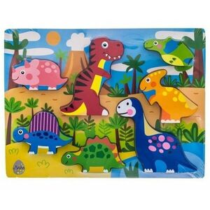 TULIMI Dřevěné zábavné puzzle vkládací, 35x22, 5cm - Dinosauři obraz