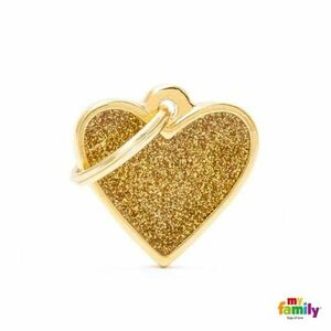 My Family MF SMALL HEART GLITTER GOLD 2, 8x2, 5cm gravírovateľný přívěsek obraz