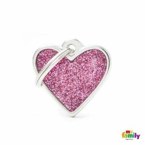 My Family MF SMALL HEART GLITTER PINK 2, 8x2, 5 cm gravírovateľný přívěsek obraz