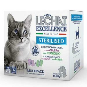 Monge LECHAT EXCELLENCE STERILIZED kachna/králík multi pack 12x100g kapsička obraz