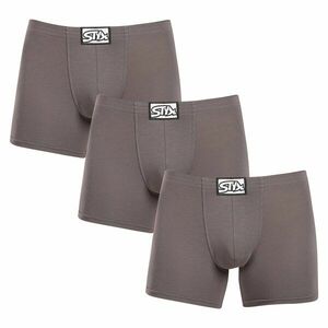 Styx 3PACK pánské boxerky long klasická guma tmavě šedé (3F1063) XL obraz