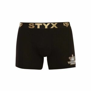 Styx Pánské boxerky / KTV long sportovní guma černé - zlatá guma (UTZ960) XL obraz