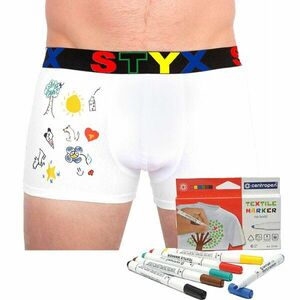 Styx Pánské boxerky sportovní guma bílé + fixy na textil (GF1061) XXL obraz