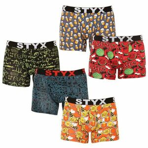 Styx 5PACK pánské boxerky long art sportovní guma vícebarevné (5U1267924) XL obraz